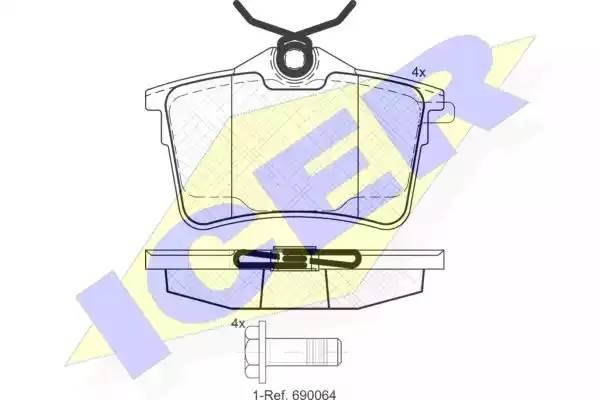 181895 колодки дисковые задние!\ Citroen Berlingo, Peugeot Partner 1.6/1.6HDi/2. 181895 ICER