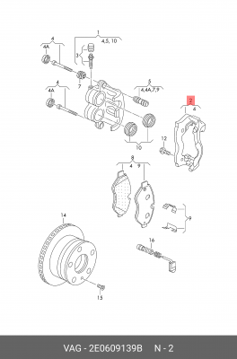 скоба суппорта тормозного!\ VW Crafter 2E0 609 139 B VAG