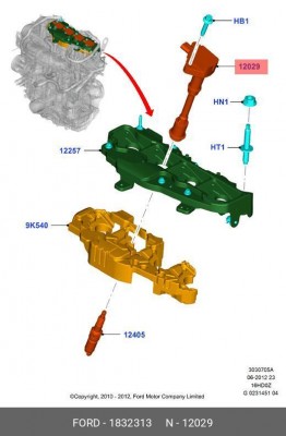 катушка зажигания!\ Ford Focus III/Kuga II/C-Max 1.6 Ecoboost 10> 1832313 FORD
