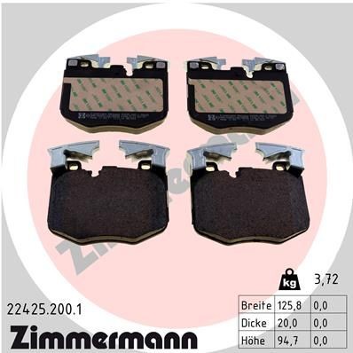 колодки дисковые !перед. 126x95x20 \ BMW 7 Series G11/G12 14> 224252001 ZIMMERMANN