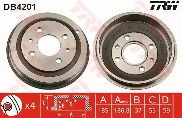 Барабан тормозной DB4201 DB4201 TRW