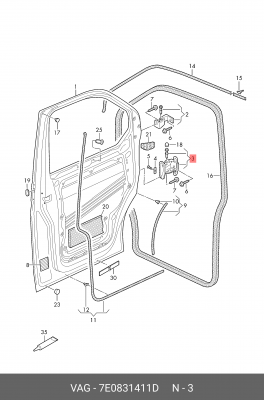 петля двери !передняя левая \ VW Transporter T5 03-15 7E0831411D VAG