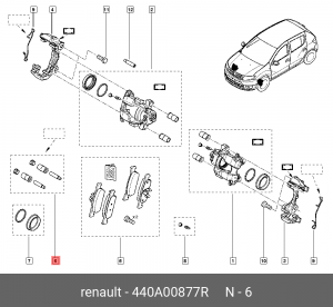 Ремкомплект суппорта ЛАДА X-Ray тормозного переднего OE 440A00877R RENAULT
