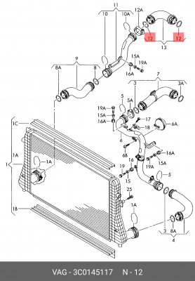 Кольцо уплотнительное VW Polo системы охлаждения OE 3C0 145 117 VAG