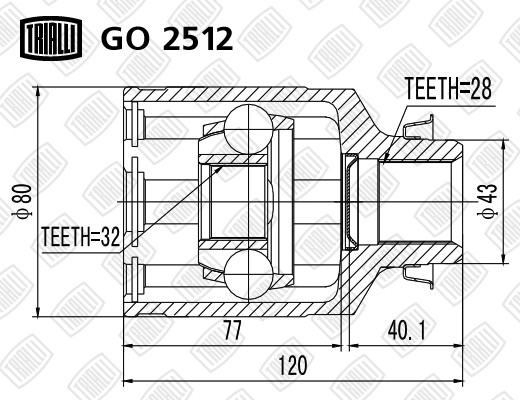 ШРУС внутренний Mazda 6 07- 1.8/2.0 MT GO2512 GO 2512 TRIALLI