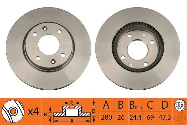 диск тормозной передний!\ Hyundai Sonata/Elantra 1.6/2.0/2.0CRDi 00-09 BR11117T SB NAGAMOCHI