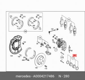 Ремкомплект суппорта MERCEDES переднего OE A 000 421 74 86 MERCEDES BENZ