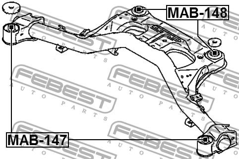 сайлентблок задней балки!\ Mitsubishi Grandis 03> MAB-148 FEBEST