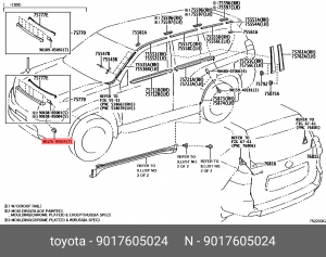 гайка крепления решетки радиатора!\ Toyota Land Cruiser (150) Prado 09>, Lexus 90176-05024 TOYOTA