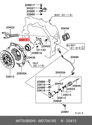 Скоба MITSUBISHI крепления пружины подшипника выжимного OE MD706185 MITSUBISHI