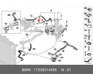 патрубок системы охлаждения!\ BMW 11 53 8 514 456 BMW