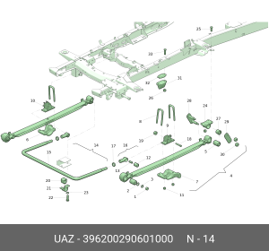 Стабилизатор УАЗ-2206,3962 передний в сборе (ОАО УАЗ) 396200290601000 UAZ UAZ