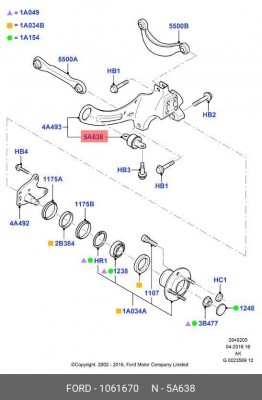 сайлентблок зад. продол. рычага пер.!\ Ford Focus/C-max, Volvo S40/V50 03> 1 061 670 FORD