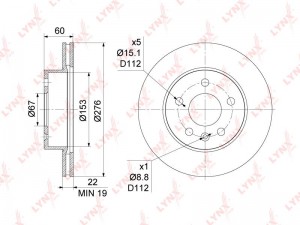 диск тормозной! передний\ MB Vito all 95> BN-1080 LYNXAUTO