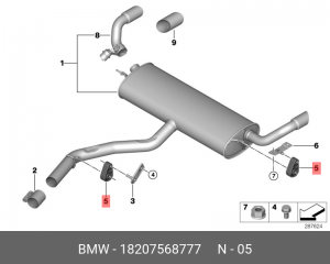 крепление глушителя!\ BMW E70/F15/E71/F16 18 20 7 568 777 BMW