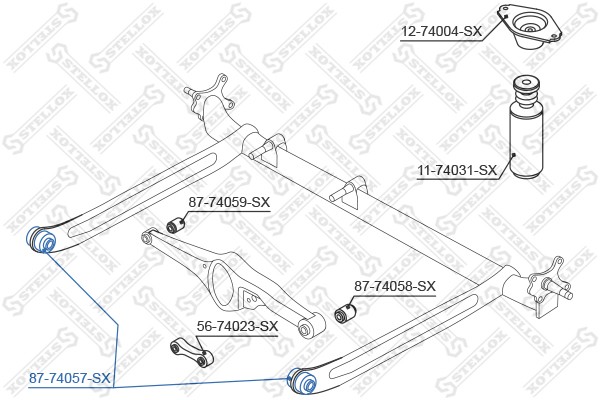 сайлентблок зад. балки!\ Nissan Almera/Tino N16/V10M 00> 87-74057-SX STELLOX