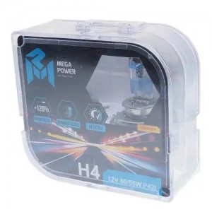 Лампа 12V H4 60/55W P43t +120% бокс (2шт.) MEGAPOWER 37033018 MEGA POWER