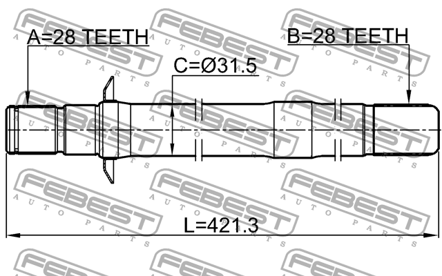 Полуось правая HYUNDAI SANTA FE (2015-) 1212-DM15RH 1212-DM15RH FEBEST
