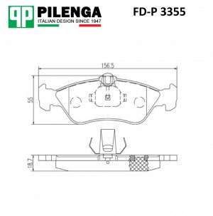 Колодки тормозные передние 156,3х54,8х18,8 MERCEDES-BENZ SPRINTER 909 c 2006 FD- FDP3355 PILENGA
