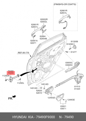 HYUNDAI SOLARIS (2017>) ЗАДНИЙ ПРАВЫЙ 79490F9000 HYUNDAI KIA