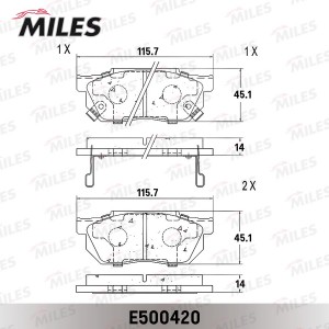 Колодки тормозные передние (Смесь CERAMIC серия PRO) HONDA CIVIC/CRX/PRELUDE 83- E500420 MILES