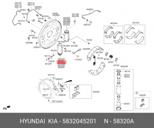 Цилиндр тормозной задний HYUNDAI HD65,72,78,County левый OE 5832045201 HYUNDAI KIA