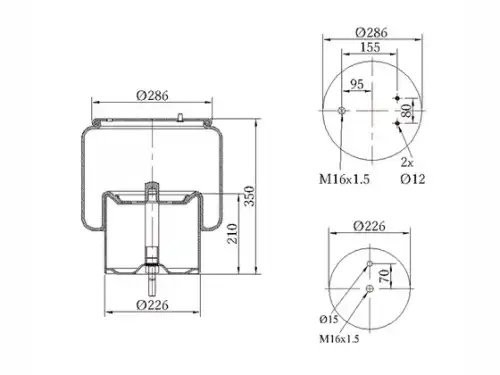 Пневморессора Premium со стаканом (металл) 2 шп.+возд./2 шп. Scania R — 3 года б 090030117 SONDER