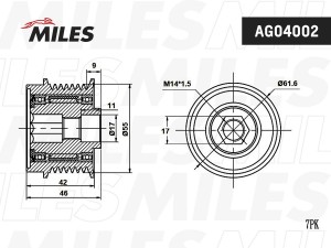 Муфта свободного хода генератора TOYOTA CAMRY 2.4 01-/RAV 4 2.0 06- AG04002 AG04002 MILES