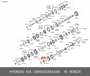 Подшипник КПП HYUNDAI HD120,AeroTown (KH10) вала промежуточного OE QW434256A340 HYUNDAI KIA