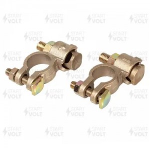 Клеммы АКБ в комплекте латунь, 8мм болт и гайка для проводов до 35мм кв.(SBT 023 SBT023 START VOLT