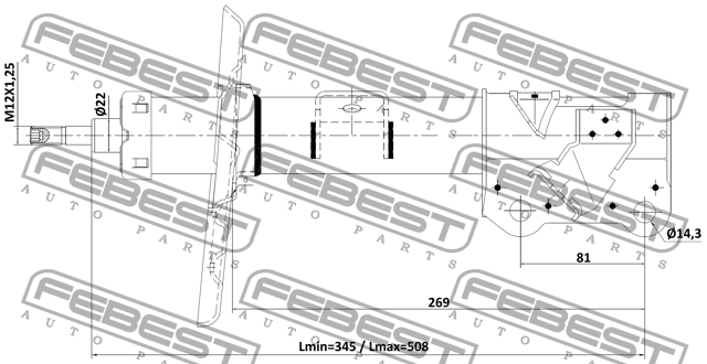 Амортизатор передний правый GAS.TWIN TUBE 02110-014FR FEBEST