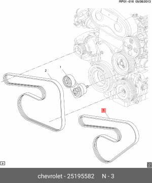 Ремень приводной поликлиновой 4PK643 CHEVROLET Cruze (09-) (1.8),Aveo (06-) гидр 25195582 GENERAL MOTORS
