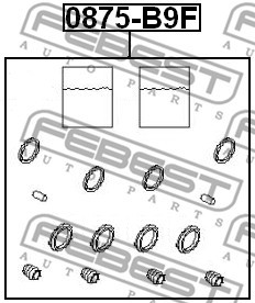 Ремкомплект тормозного суппорта 0875-B9F 0875-B9F FEBEST