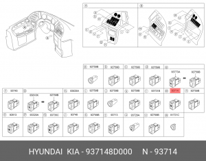 Переключатель клавишный лампы салона UNIVERSE 937148D000 HYUNDAI KIA