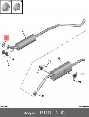 хомут глушителя! D61\ Citroen C4/C5/C6/C8, Peugeot 206/208/307/407, Renault Lagu 1713 53 CITROEN PEUGEOT