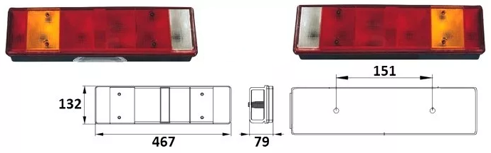 фонарь задний! Universal 0030 б/л с AMP разьемом левый MAN, Iveco U0030-01L TEH AVTO SVET