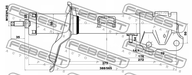 Амортизатор передн левый MITSUBISHI OUTLANDER 06-12 04660918FL 04660918FL FEBEST
