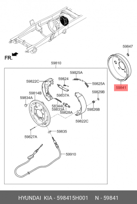 Барабан тормозной HYUNDAI HD65,78 дв.D4GA КПП-M035S5 стояночного тормоза OE 598415H001 HYUNDAI KIA