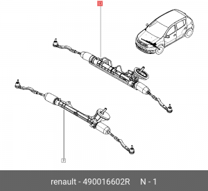 рейка рулевая!\ Renault 490016602R RENAULT