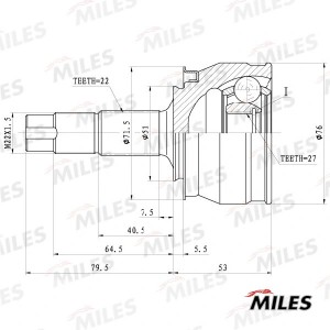 ШРУС наружный OPEL CORSA DFIAT GRAND PUNTO 1.0-1.2 05- (GSP 899018) GA20718 GA20718 MILES