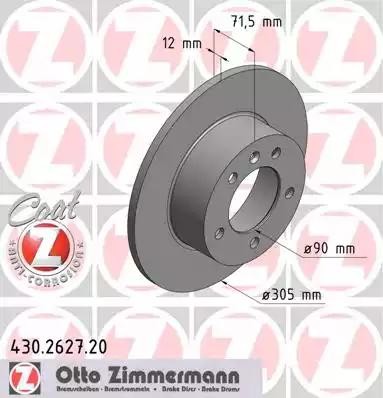 диск тормозной !задн. 305x12/72-5x130 \ Renault Master, Opel Movano,Nissan NV400 430.2627.20 ZIMMERMANN