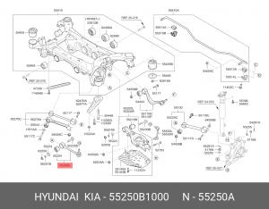 Рычаг подвески HYUNDAI G80 (16-),Genesis (14-) задний поперечный нижний левый/пр 55250B1000 HYUNDAI KIA