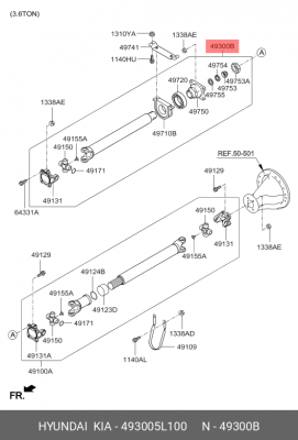 Вал карданный HYUNDAI HD78 дв.D4GA центральный OE 493005L100 HYUNDAI KIA