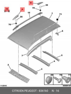 8361K0 КОМПЛ. КРЫШКИ RH 8361 K0 CITROEN PEUGEOT