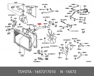 патрубок радиатора! нижний \Toyota Land Cruiser 80 HD/HZ 90-98 16572-17010 TOYOTA
