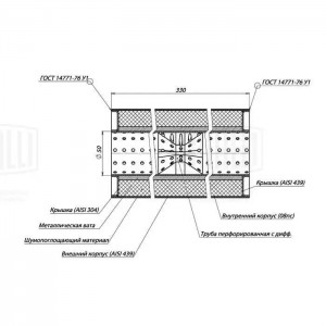 Пламегаситель универс. 100/330-50 с перф. диффузором (нерж. сталь) (ESM 10033050 ESM 10033050D TRIALLI
