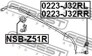 Втулка заднего стабилизатора D20 NSB-Z51R FEBEST