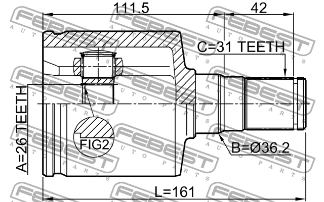 ШРУС внутр левый FORD MONDEO IV 2111-CA223LH 2111-CA223LH FEBEST