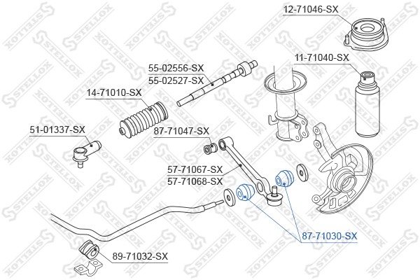сайлентблок рычага наружн.!\ Mazda 121 DA 87-90/Demio DW 98> 87-71030-SX STELLOX