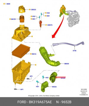 ПАТРУБОК ФИЛЬТРА ВОЗДУШНОГО FINIS 1820068 BK319A675AE BK31-9A675-AE FORD